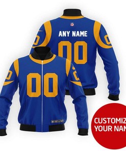 Los Angeles Rams Super Bowl Champions Personalized Number Name Blue And Yellow Gift For Rams Fans Bomber Jacket