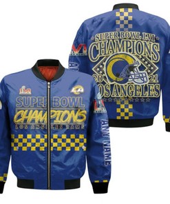 Los Angeles Rams Super Bowl Champions Retro Vintage Helmet Logo Blue Gift For Rams Fans Bomber Jacket