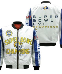Los Angeles Rams Super Bowl LVI Champions NFL American Football Royal White Gift For Rams Fans Bomber Jacket