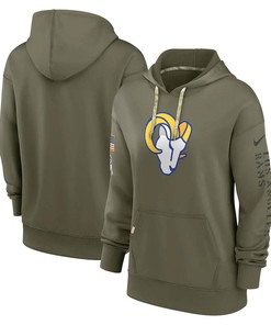 Los Angeles Rams Women's 2022 Salute To Service Performance Pullover Hoodie - Olive