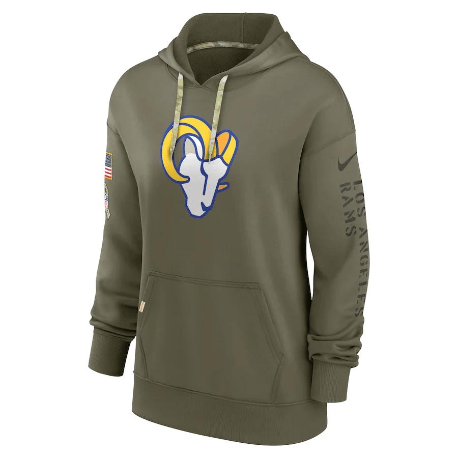Los Angeles Rams Women's 2022 Salute To Service Performance Pullover Hoodie - Olive