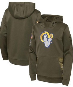 Los Angeles Rams Youth 2022 Salute To Service Performance Pullover Hoodie - Olive