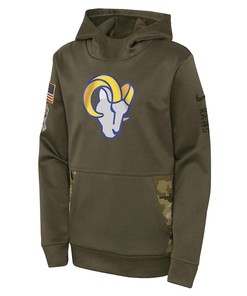 Los Angeles Rams Youth 2022 Salute To Service Performance Pullover Hoodie - Olive