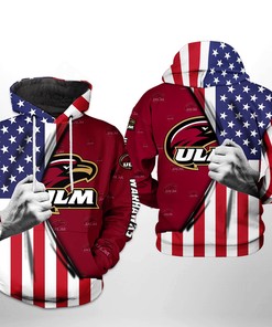 Louisiana Monroe Warhawks NCAA US Flag 3D All Over Print Hoodie, Zip-Up Hoodie