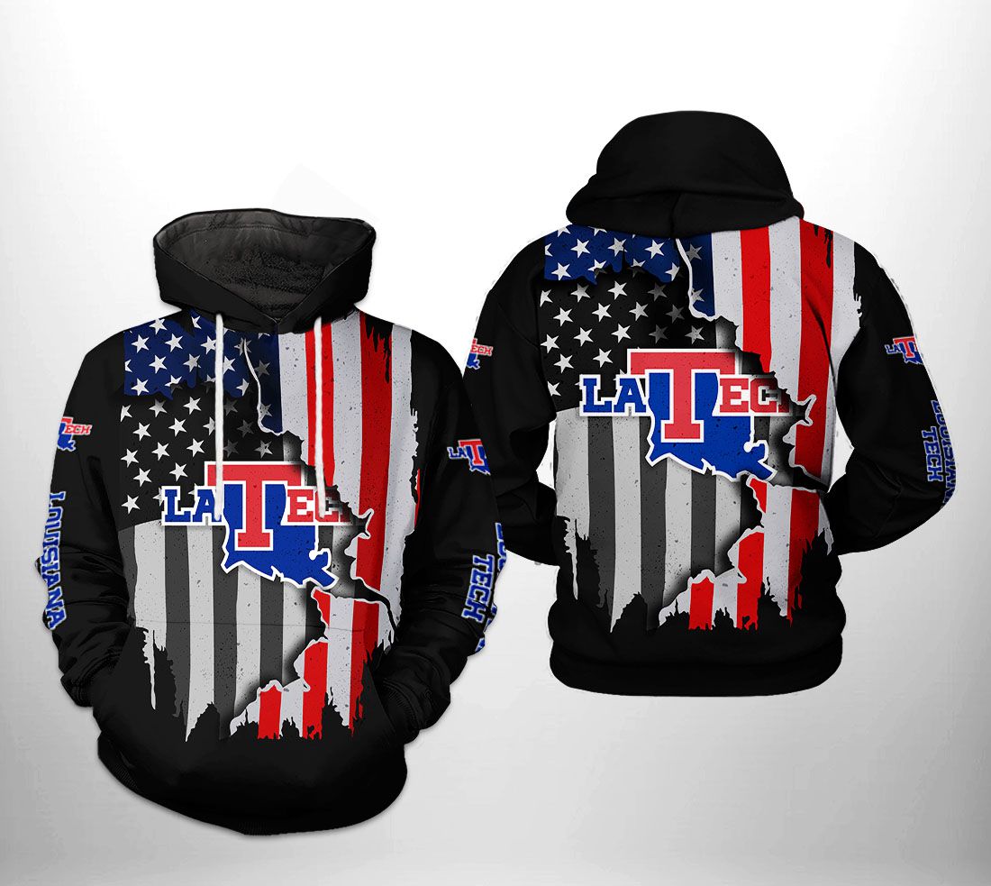 Louisiana Tech Bulldogs NCAA US Flag 3D Printed Hoodie/Zipper Hoodie Ver 2