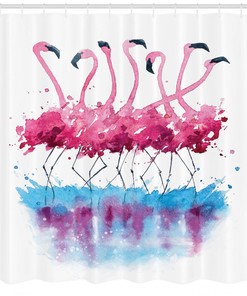 Lovely Flamingo and Bird Shower Curtain for Bathroom Decor - Animal Print