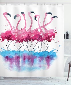 Lovely Flamingo and Bird Shower Curtain for Bathroom Decor - Animal Print