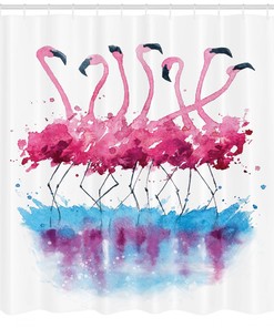 Lovely Flamingo and Bird Shower Curtain for Bathroom Decor - Animal Print
