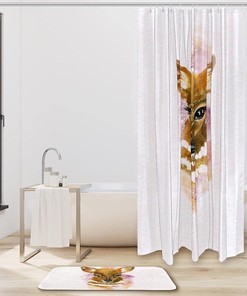 Lovely Watercolor Deer Waterproof Shower Curtain for Home Decor