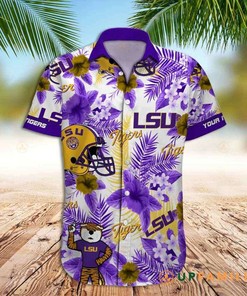 Lsu Hawaiian Shirt Mike The Tiger Palm Tree Custom Hawaiian Shirts