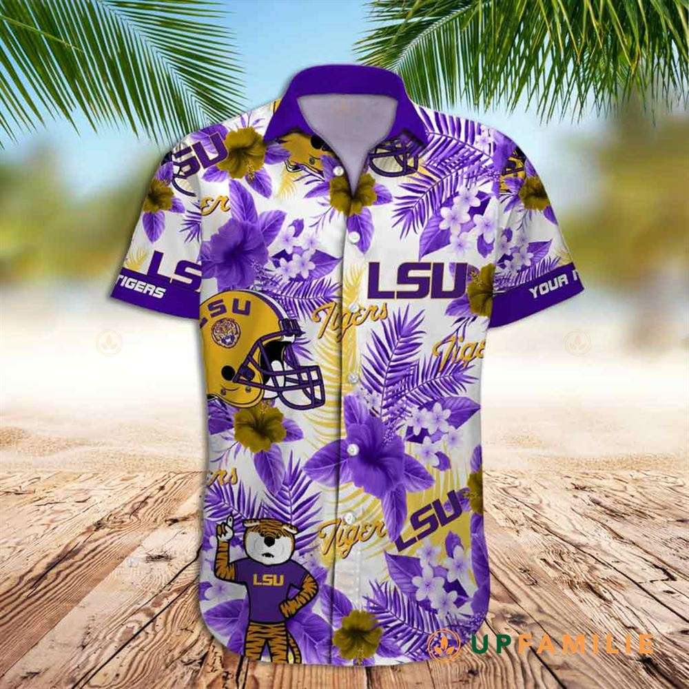 Lsu Hawaiian Shirt Mike The Tiger Palm Tree Custom Hawaiian Shirts