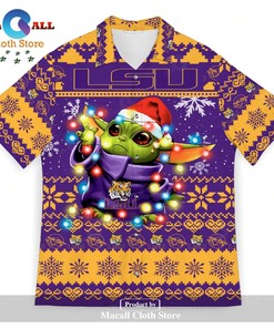 Lsu Tigers Baby Yoda Star Wars Sports Football American Ugly Christmas 3D Hawaiian Shirt