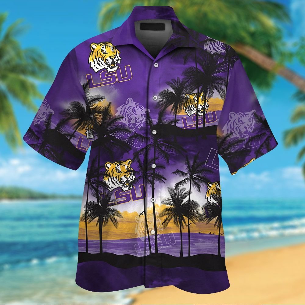 Lsu Tigers Button Up Tropical Aloha Hawaiian Shirt