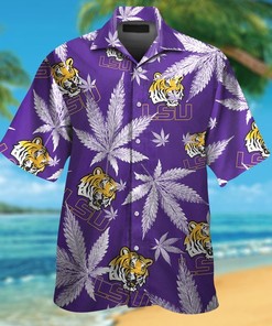 Lsu Tigers Button Up Tropical Aloha Hawaiian Shirt Set for Men Women Kids Mte014