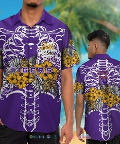Lsu Tigers Skeleton Tropical Hawaiian Shirt