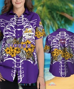 Lsu Tigers Skeleton Tropical Hawaiian Shirt