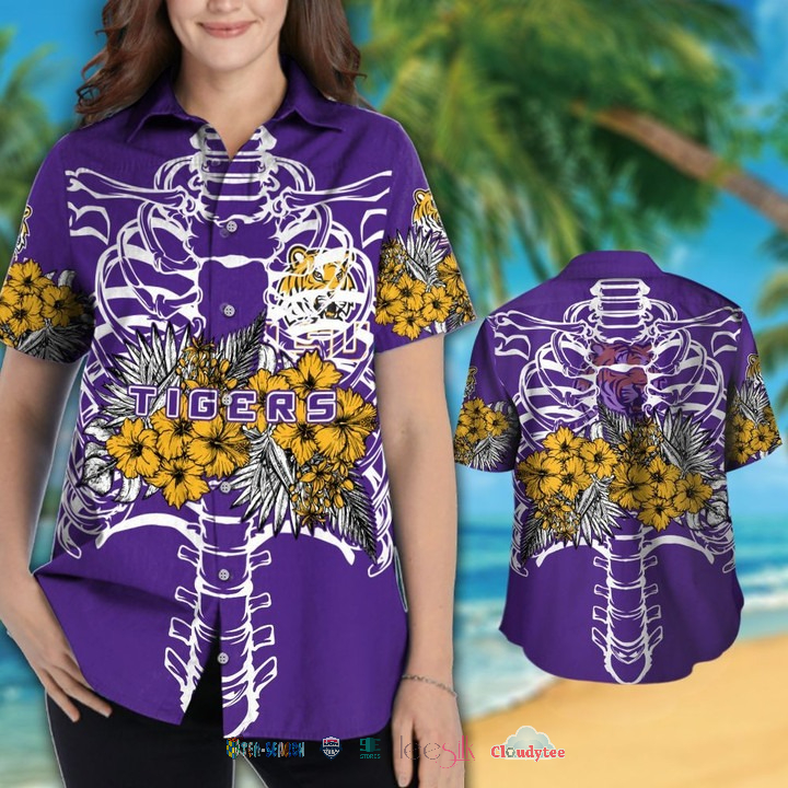 Lsu Tigers Skeleton Tropical Hawaiian Shirt