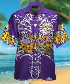 Lsu Tigers Skeleton Tropical Hawaiian Shirt