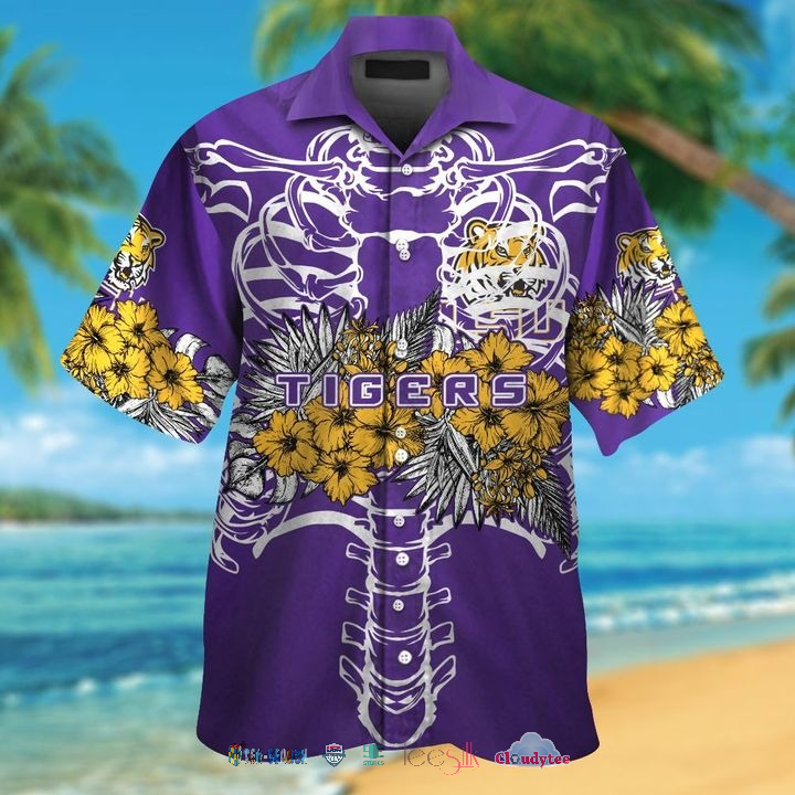 Lsu Tigers Skeleton Tropical Hawaiian Shirt