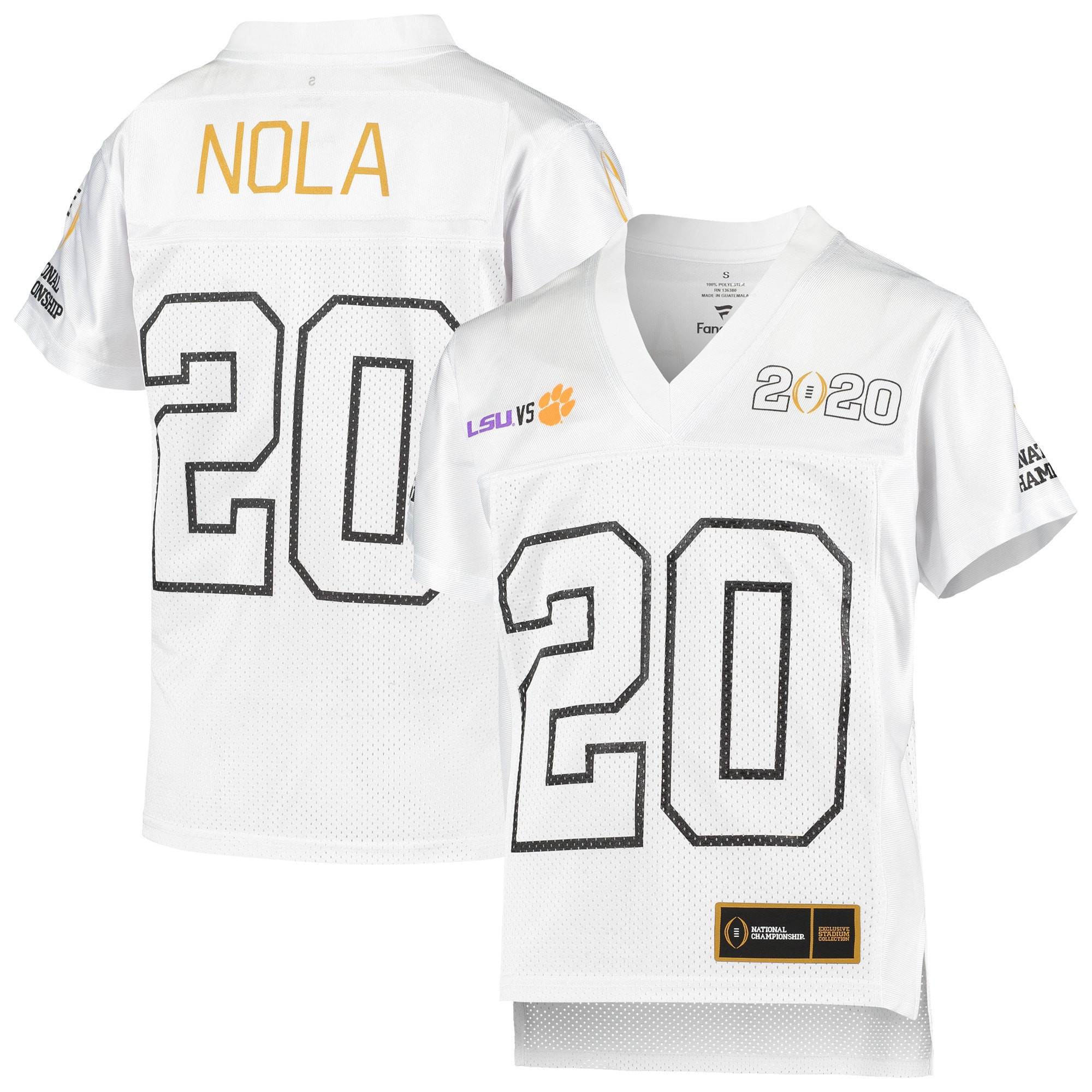 Lsu Tigers Vs Clemson Tigers Fanatics Branded 2020 Cfp National Championship Matchup Replica Jersey - White Ncaa