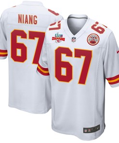 Lucas Niang 67 Kansas City Chiefs Super Bowl LVII Champions 3 Stars Men Game Jersey - White