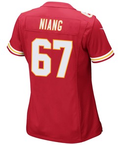 Lucas Niang 67 Kansas City Chiefs Super Bowl LVII Champions 3 Stars Women Game Jersey - Red