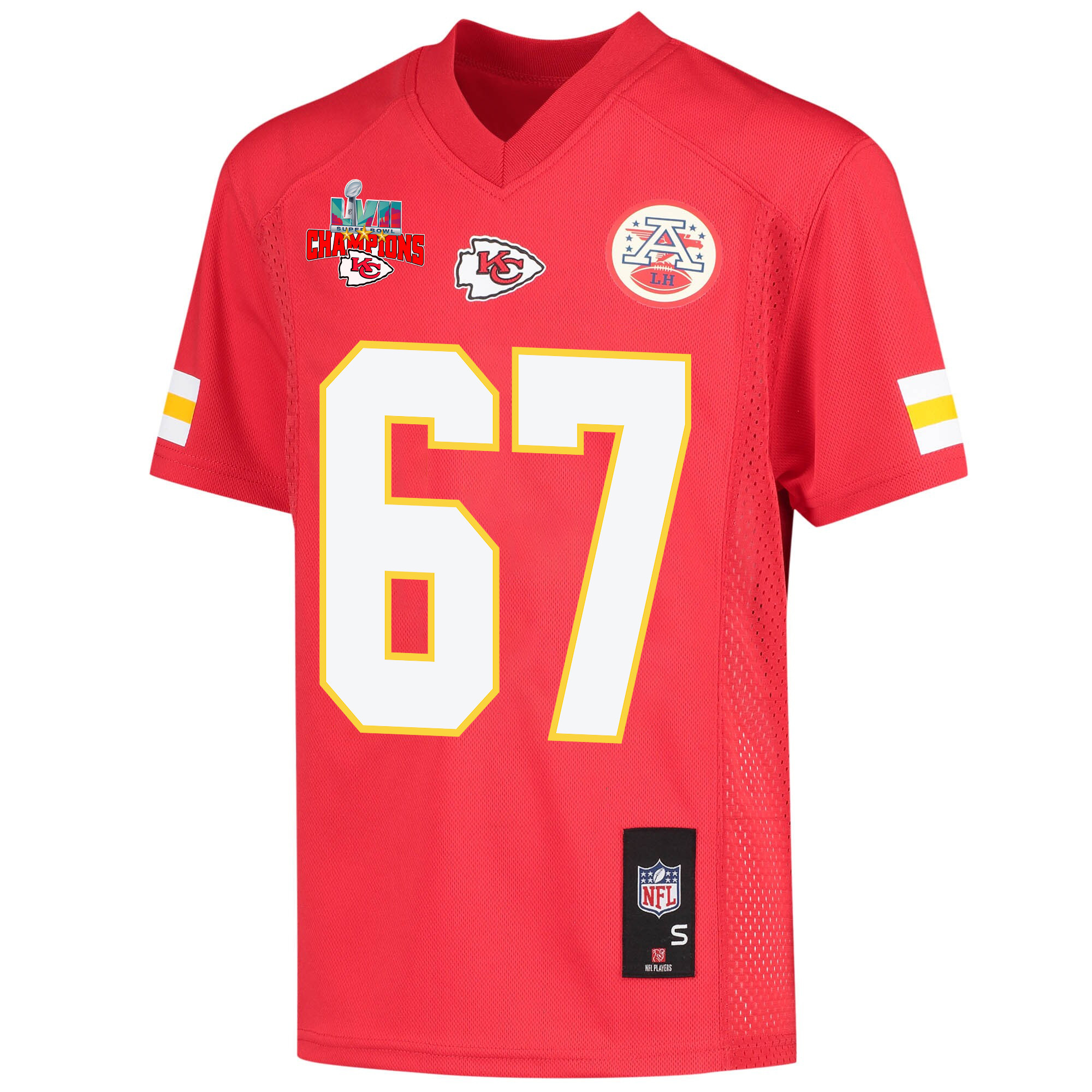 Lucas Niang 67 Kansas City Chiefs Super Bowl LVII Champions 3 Stars Youth Game Jersey - Red