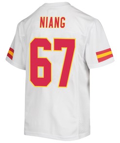 Lucas Niang 67 Kansas City Chiefs Super Bowl LVII Champions Youth Game Jersey - White