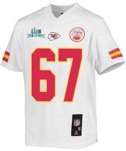 Lucas Niang 67 Kansas City Chiefs Super Bowl LVII Champions Youth Game Jersey - White