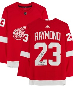 Lucas Raymond Detroit Red Wings Autographed Jersey With Nhl Debut 10/14/21 Inscription - Red