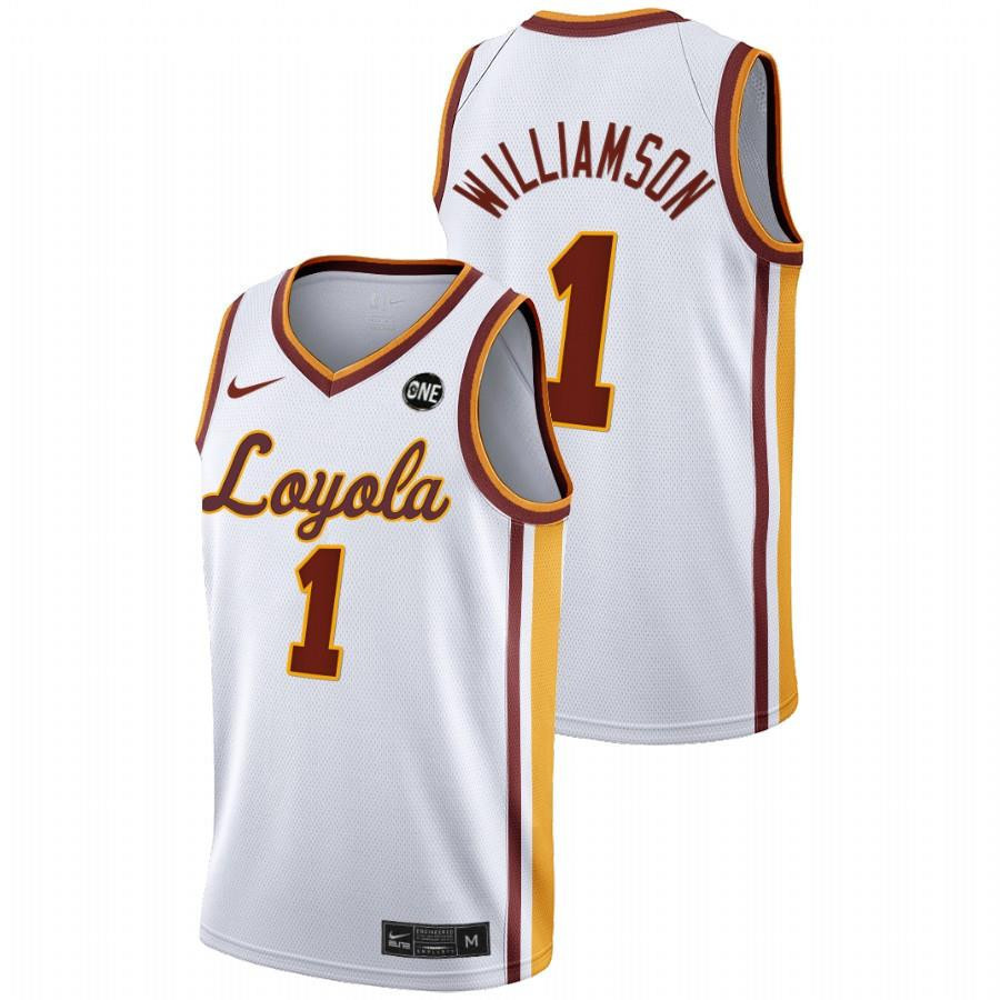 Lucas Williamson 1 White Loyola Ramblers 2022 College Basketball MVC Championship Jersey