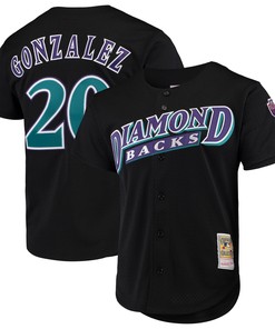 Luis Gonzalez Arizona Diamondbacks Mitchell & Ness Cooperstown Collection Mesh Batting Practice Button-up Jersey - Black Mlb