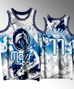 Luka Doncic 77 Dallas Mavericks White Printing Men Jersey Splash City Exclusive Edition