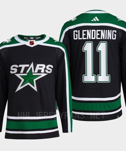 Luke Glendening 11 Reverse Retro 2.0 2022 Dallas Stars Black Jersey Pro Primegreen