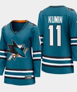 Luke Kunin 11 San Jose Sharks 2022-23 Home Women Premier Breakaway Jersey Teal