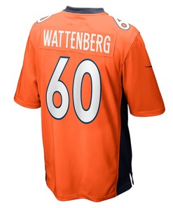 Luke Wattenberg Denver Broncos Game Player Jersey - Orange