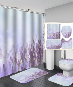 Luscious Lavender - 3D Lavender Leaf Print Shower Curtain for Bathroom Decor