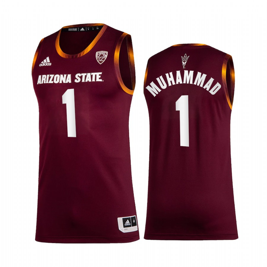 Luther Muhammad 1 Arizona State Sun Devils Uniform Jersey 2022-23 College Basketball Maroon