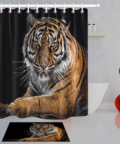 Lying Tiger Black Shower Curtain for Bathroom Decor