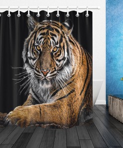 Lying Tiger Black Shower Curtain for Bathroom Decor