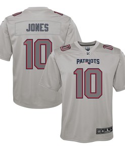 Mac Jones 10 New England Patriots Youth Atmosphere Fashion Game Jersey - Gray