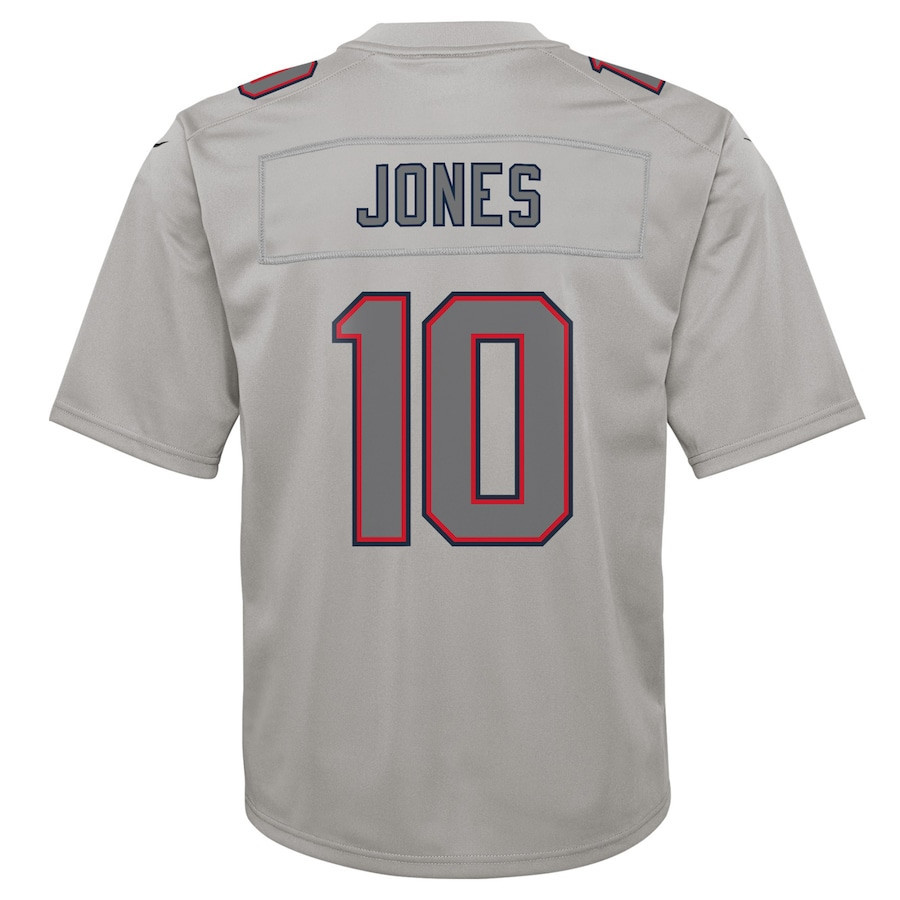 Mac Jones 10 New England Patriots Youth Atmosphere Fashion Game Jersey - Gray
