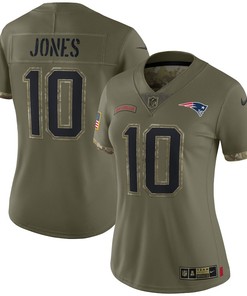 Mac Jones New England Patriots Women's 2022 Salute To Service Limited Jersey - Olive