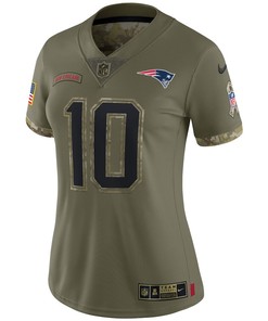 Mac Jones New England Patriots Women's 2022 Salute To Service Limited Jersey - Olive