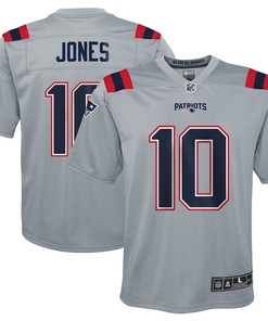 Mac Jones New England Patriots Youth Inverted Game Jersey - Gray