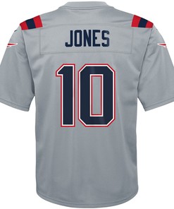Mac Jones New England Patriots Youth Inverted Game Jersey - Gray