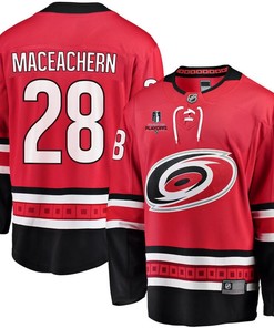 MacKenzie MacEachern 28 Carolina Hurricanes Stanley Cup 2023 Playoffs Patch Home Breakaway Men Jersey - Red