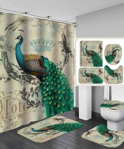 Magnificent Peacock - 3D Peacock Animals Print Shower Curtain for Bathroom Decor