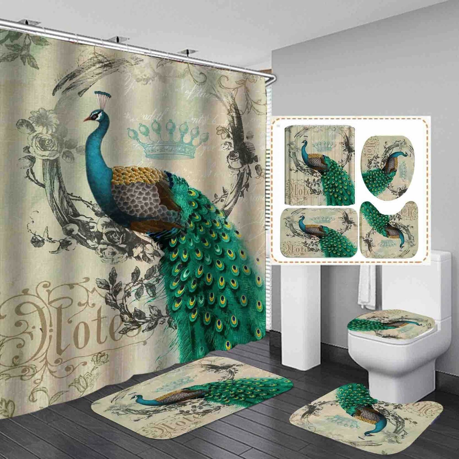 Magnificent Peacock - 3D Peacock Animals Print Shower Curtain for Bathroom Decor