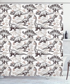 Magnificent Reptiles Shower Curtain with Doodle Art Abstract Pattern Bathroom Decor